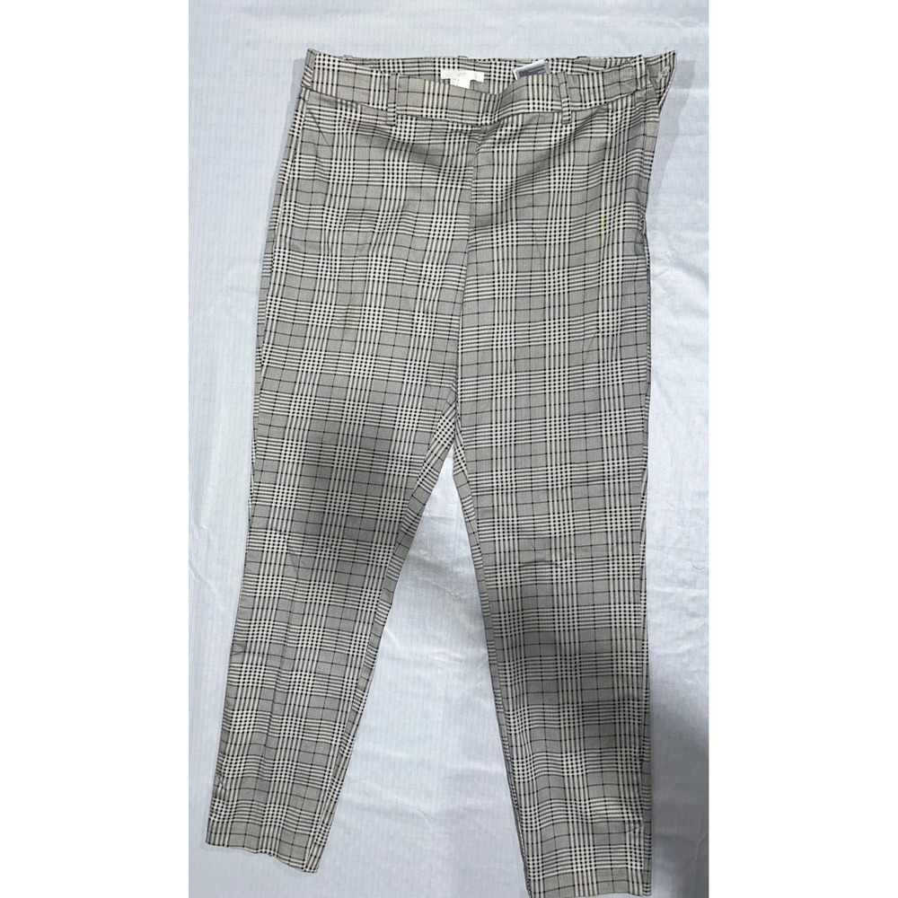 HM‎ Glen Plaid Ankle Trousers Womens Size 8 Black White Check Slim Fit Pants